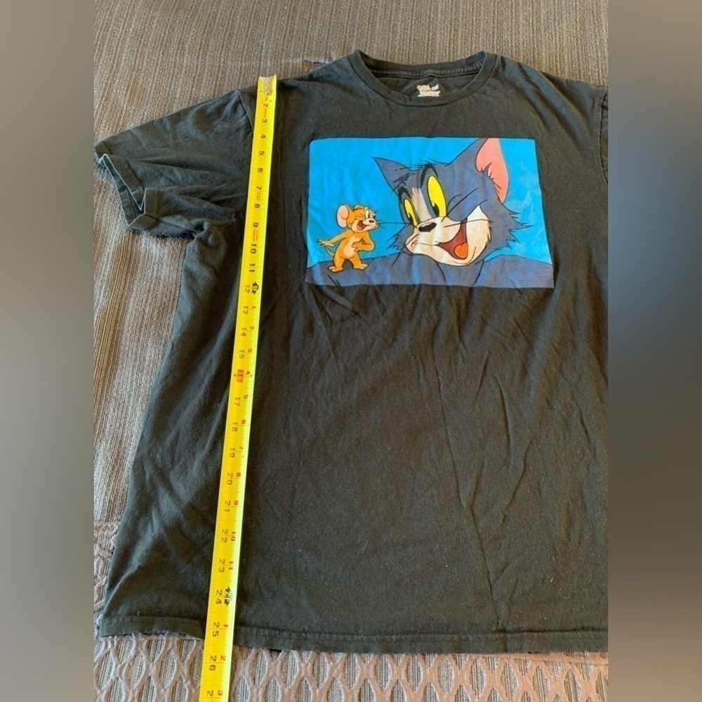 Vintage Disney Tom and Jerry Tee Top T-shirt Black Pink Size L - Picture 12 of 12